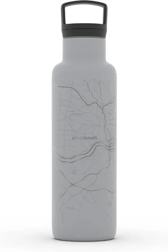 Vista 189 de Well Told Botella de agua aislada con mapa de Washington DC grabado, botella de acero inoxidable grabada (21 onzas, blanco) botella aislada de mapa
