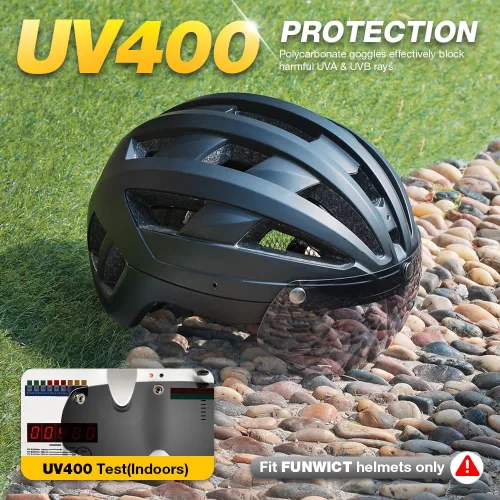 Vista 6 de Gafas de casco de bicicleta magnéticas, viseras solares extraíbles/desmontables para casco de bicicleta FW001 Impact-Resistant PC, Magnetic