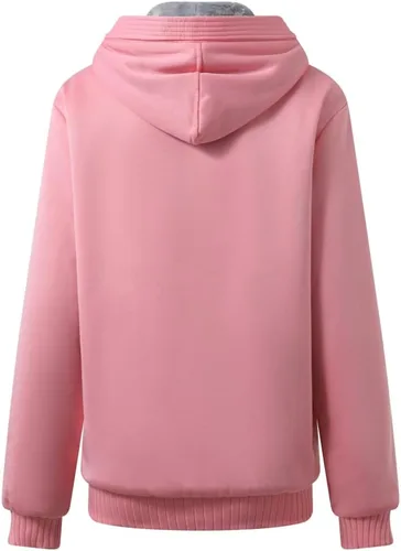 Vista 2 de JiangWu Abrigo con capucha y forro polar para mujer, chaqueta cálida gruesa para invierno