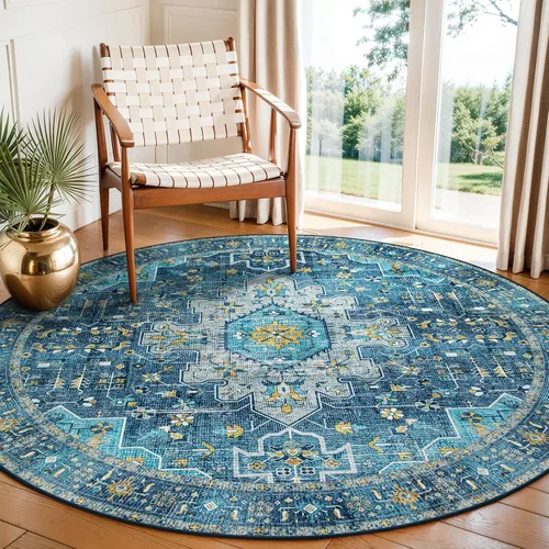 Vista 60 de Moynesa Alfombra ultra fina lavable de 2 x 3 pies, alfombra pequeña de cocina para entrada, interior, antideslizante, tapete vintage para puerta