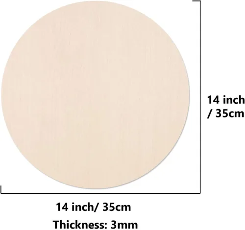 Vista 2 de 5 círculos de madera de 14 pulgadas para manualidades, recortes redondos en blanco, rebanadas de madera sin terminar, círculos de madera redondos