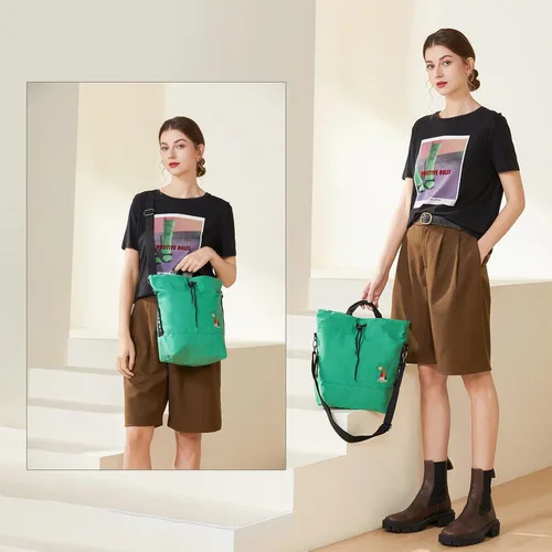 Vista 8 de Bolso bandolero de lona para mujer, estilo informal, con bordado de sol