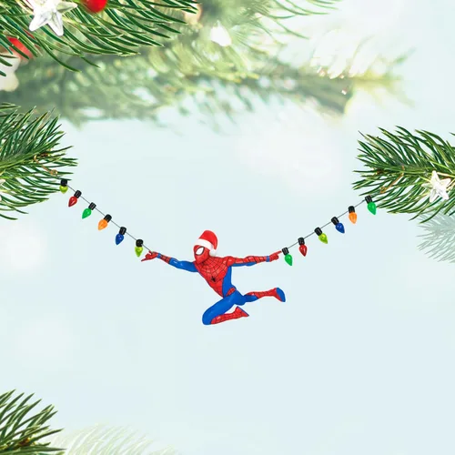 Vista 6 de Adorno de Navidad Colgante de Recuerdo de Hallmark 2024, Marvel Spider-Man Vacaciones en Plena Marcha, Regalos para los Fans de Marvel