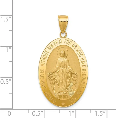Vista 3 de FB JEWELS Colgante de medalla milagrosa de oro amarillo macizo de 14 quilates, Titanio Plata Oro amarillo