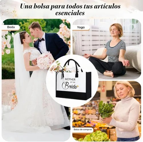 Vista 4 de Aoriher 2 bolsas de lona de regalo para madre de novia y novio, boda