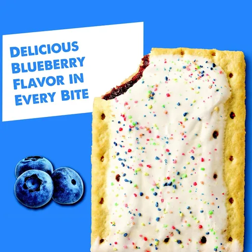 Vista 5 de Pop-Tarts Pasteles tostadores, alimentos para el desayuno, aperitivos para niños, arándanos esmerilados (64 tartas) (paquete de 5)