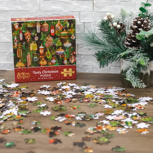 Vista 6 de Old World Christmas Rompecabezas de Navidad sabroso, rompecabezas temático de 500 piezas para diversión navideña, 24 x 18 pulgadas