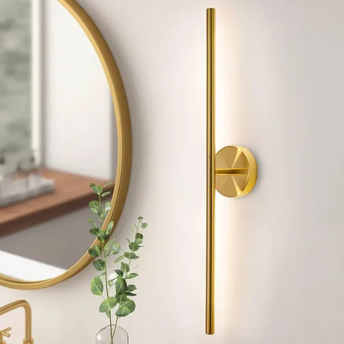 Vista 17 de Lámparas doradas para baño sobre espejo de 24 pulgadas, 18W 360° Giratorias Regulables 4000K Lámpara de Tocador LED de Latón, Luces de Tocador