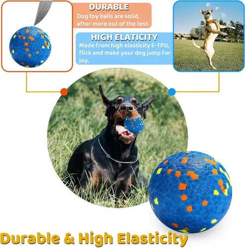 Vista 2 de Bolas para Perros, Bola de Juguete Indestructible para Perros Masticadores Agresivos, Bola Interactiva Duradera de Alta Elasticidad para Entrenar