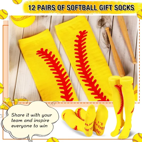 Vista 5 de 12 pares de calcetines de sóftbol, 100 calcomanías de sóftbol para regalos de equipos deportivos