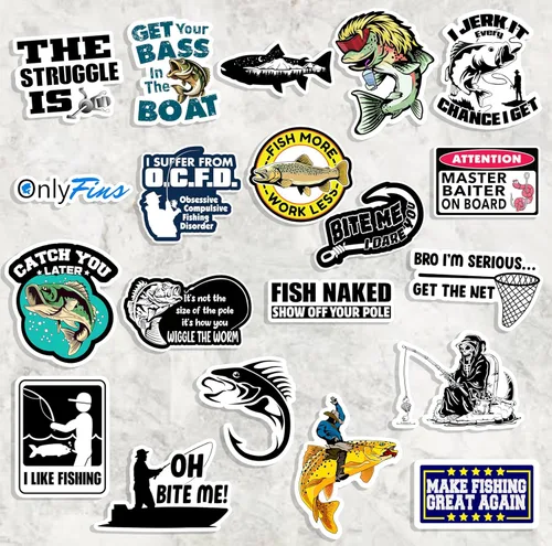 Vista 7 de 74 calcomanías divertidas de pesca para caja de aparejos, cubo, regalo del día del padre, impermeable, portátil, automóvil, patineta, botella