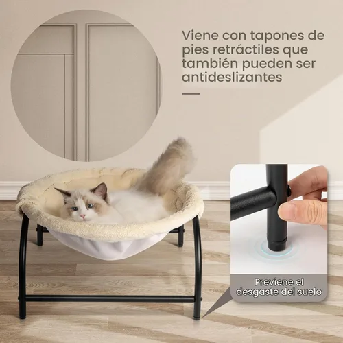 Vista 6 de JUNSPOW Cama para Gatos Percha para Perros Cama Hamaca para Mascotas Cama para Dormir Mascotas Suministros para Gatos Suministros para Mascotas Beige