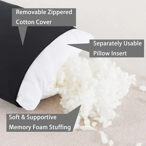Vista 2 de WhatsBedding Almohada corporal de espuma viscoelástica con funda, almohada de cama larga para adultos Funda de almohada extraíble transpirable