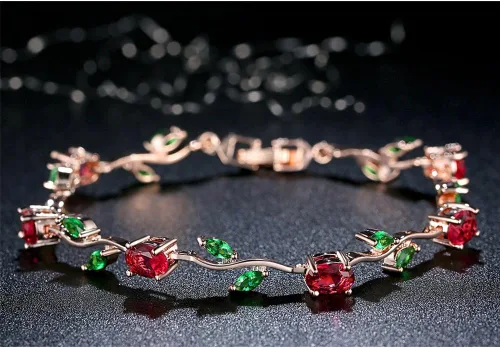 Vista 6 de FEDONA Brazalete con colgantes bañado en oro, plata fina, piedras estilo diamante, aleación, Multicolor, AMZ611152280