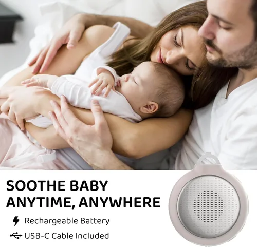 Vista 9 de Moonybaby Máquina de sonido portátil, calmante para el sueño del bebé, 9 sonidos calmantes, ruido blanco, silencio, terapia de sonido y cancelación