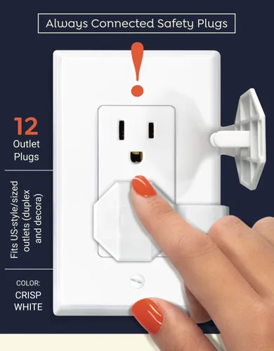 Vista 3 de Fundas para enchufes a prueba de bebés (paquete de 6) – Fundas de enchufe a prueba de niños siempre conectadas para enchufes eléctricos – Cubiertas