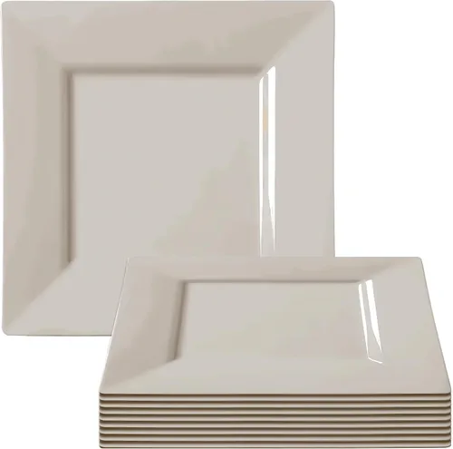 Vista 9 de Elegantes platos llanos cuadrados negros – 9.5 pulgadas (paquete de 10) – perfectos para bodas, fiestas de cumpleaños, festivales y más