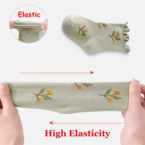 Vista 3 de WATOCHE Calcetines para bebés y niñas pequeñas, con volantes, calcetines de vestir con volantes, calcetines antideslizantes para bebés, lindos