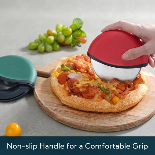 Vista 4 de KITCHENDAO Pizza Cutter Wheel with Cover, Detachable, 4 Inch Blade, Red