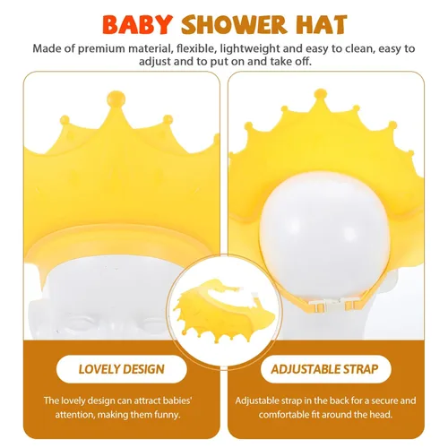 Vista 3 de Gorro de ducha ajustable para niño y niña, gorro de baño portátil con bonito diseño, práctico champú y niños pequeños