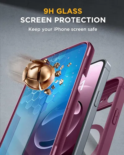 Vista 281 de Miracase Serie de vidrio para iPhone 11 de 6.1 pulgadas, funda protectora de cuerpo completo resistente mejorada con protector de pantalla de vidrio