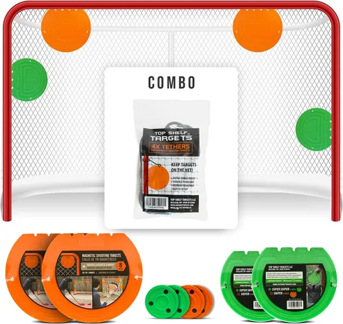 Vista 10 de Top Shelf Targets Paquete Combinado con Objetivos de Hockey Magnéticos Duraderos/Objetivos de Portería de Lacrosse, 4 Correas de Sujeción y 4 Discos