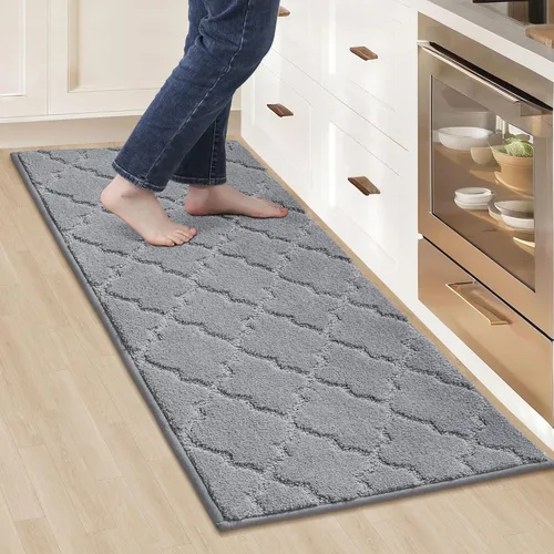 Vista 55 de COSY HOMEER Alfombras suaves de cocina [2 piezas] para el frente del fregadero súper absorbentes, tapetes y tapetes de cocina de 20 x 30 pulgadas/20