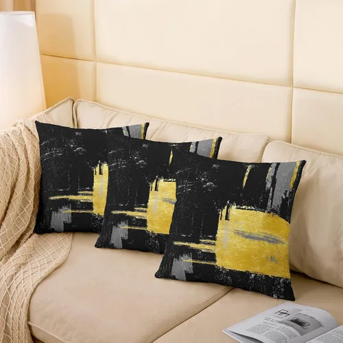 Vista 94 de Juego de 2 fundas de almohada abstractas de 16 x 16 pulgadas para niños, niñas, adolescentes, decoración de dormitorio, moderna a rayas, decoración