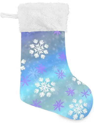Vista 2 de ALAZA Calcetines de Navidad, copos de nieve, clásicos de invierno, decoraciones de calcetines grandes personalizados para la temporada de vacaciones