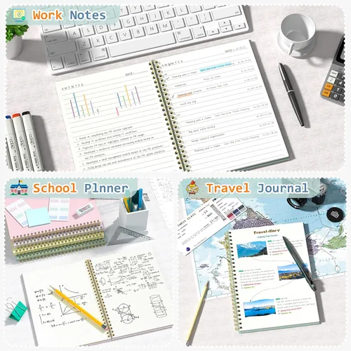 Vista 7 de Umriox Cuaderno Pequeño en Espiral, Paquete de 4 Cuadernos de Espiral Punteado A5 de 5.9" x 8.3" Papel de Cuadrícula de Puntos 160 Páginas, Cuaderno
