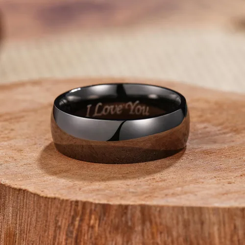 Vista 63 de King Will Alianza de boda de acero inoxidable 316L para hombres y mujeres, anillo de boda de 0.31 a 0.315 pulgadas de ancho, chapado en negro