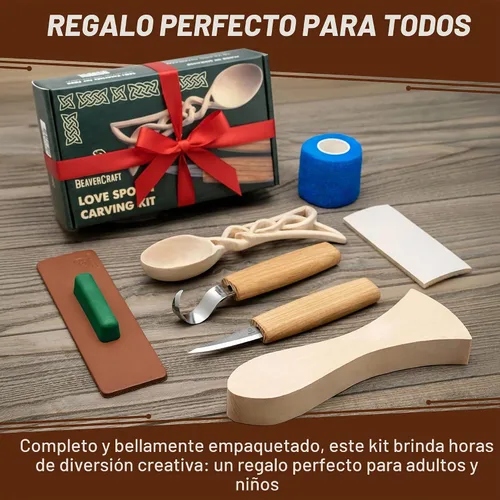 Vista 8 de Kit de tallado de cuchara de madera BeaverCraft para principiantes DIY04 - Juego de tallado incluye herramientas de tallado de cuchara, cuchillo