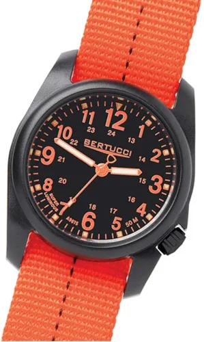 Vista 4 de BERTUCCI 11042 DX3 - Reloj de resina de campo con correa de nailon naranja con esfera negra, Negro -, Casual