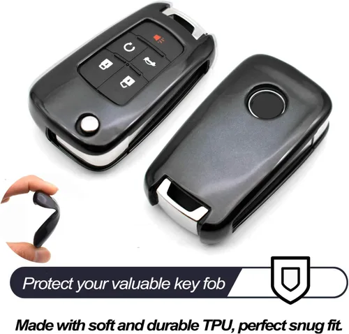 Vista 3 de MECHCOS Compatible con Chevy Chevrolet Equinox Cruze Malibu Encore Camaro Impala Buick Regal Lacrosse GMC Terrain Funda Protectora de TPU Negra