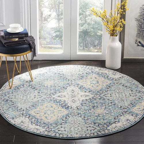 Vista 7 de SAFAVIEH Evoke Collection EVK274C - Alfombra decorativa de 2 pies 2 pulgadas x 4 pies, color azul claro/marfil con diseño de enrejado bohemio que
