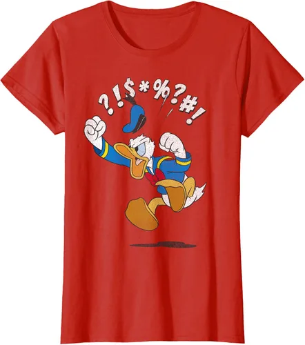 Vista 53 de Disney Mickey And Friends - Camiseta vintage de Donald Duck Angry Jump, Negro