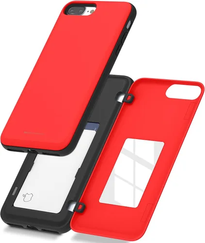 Vista 9 de GOOSPERY Funda para iPhone 8 Plus, iPhone 7 Plus con tarjetero y protector de doble capa, color negro