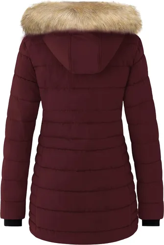 Vista 2 de Wantdo Abrigos de invierno acolchados para mujer con capucha removible