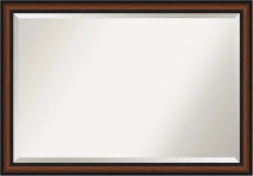 Vista 22 de Amanti Art Espejo de baño marrón para sobre el fregadero, espejo rectangular de tocador rectangular de nogal Harvard de 25 x 21 pulgadas, marco