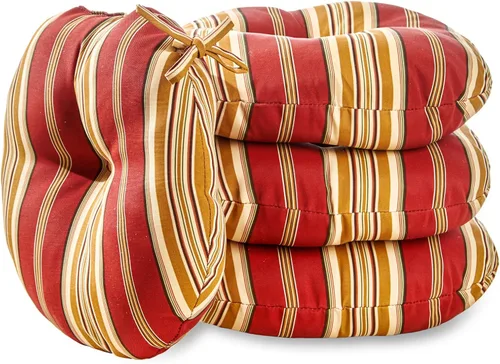 Vista 12 de Greendale Home Fashions Cojín redondo para asiento bistro de 15 pulgadas, 2 unidades (paquete de 1), Adobe Stripe