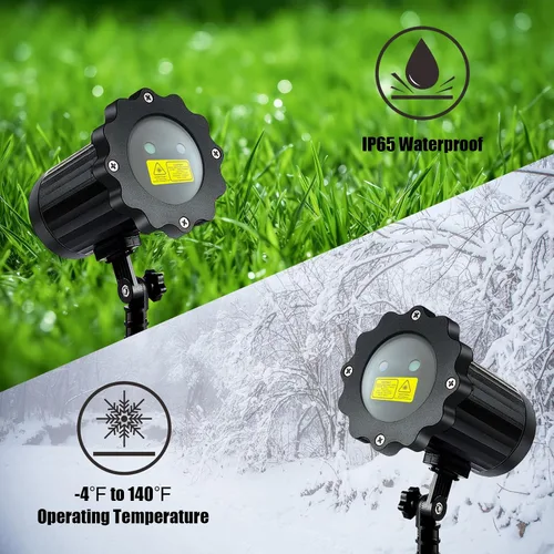 Vista 4 de Proyector de luces de Navidad más brillantes para exteriores, proyector de Navidad láser impermeable con control remoto, decoraciones de foco