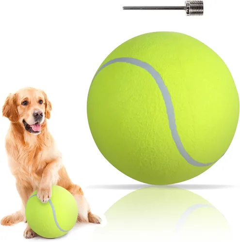 Vista 7 de susu & wuwu Pelota de tenis gigante para perros, pelota de tenis grande amarilla para perro, regalo de cumpleaños, pelotas de juguete para mascotas