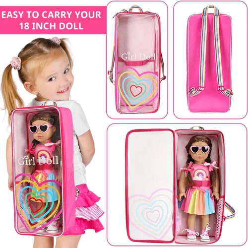 Vista 4 de ZITA ELEMENT - Mochila de viaje para muñeca de 18 pulgadas, estilo arco iris