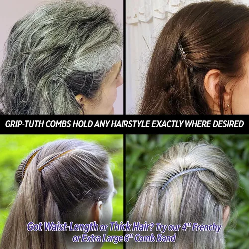 Vista 6 de Good Hair Days Grip‑Tuth Tuck Comb – Peine antideslizante de 1 1/2 ″ para todo tipo de cabello, seguro para todos los días, ocasiones especiales