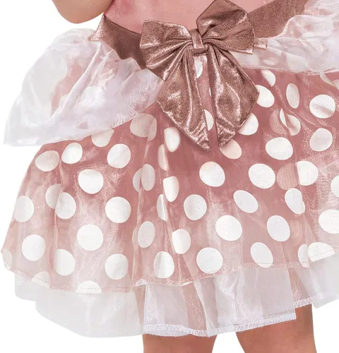 Vista 5 de Disfraz clásico de Minnie Mouse de oro rosa para niña pequeña