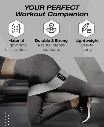 Vista 3 de Bingwaah Loop Resistance Exercise Bands – Fabric & Elastic Sets of Exercise Bands for Strength Training - Rehab, Yoga, Pilates & Home Workout with
