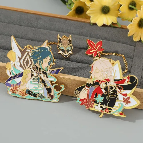 Vista 2 de Juego Genshin Impact Personajes Pines, Anime Periféricos Pines para Mochila Esmalte Juego de Bolsas, Insignias, Accesorios de Joyería Regalos