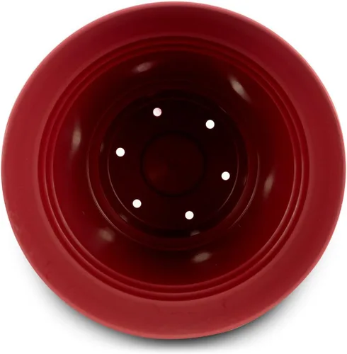 Vista 4 de Bloem Maceta Saturn de plástico de 8.5 pulgadas de alto x 10 pulgadas de ancho, color rojo quemado