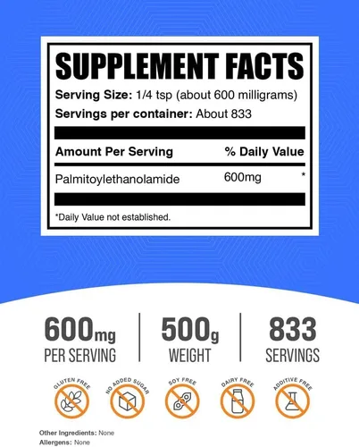 Vista 2 de BulkSupplements. com Palmitoiletanolamida en polvo - Suplemento de guisante, palmitoiletanolamida para apoyo inmune - Sin gluten, 600 mg por