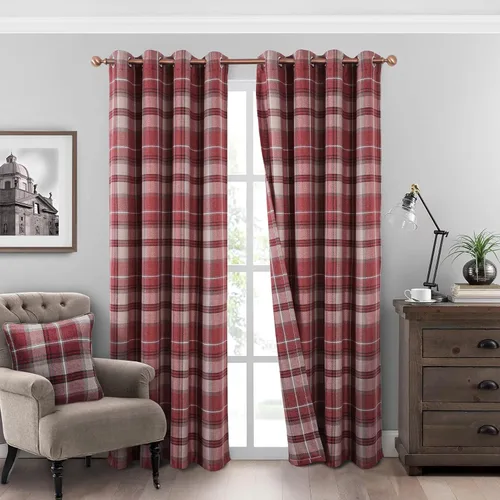 Vista 25 de always4u - Cortinas de cuadros beige con ojales, aspecto de lana, modernas para sala de estar y dormitorio, decoración del hogar, cortinas a